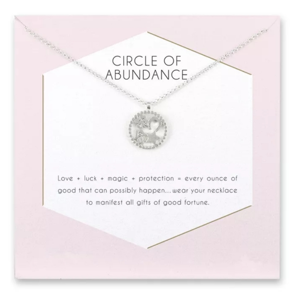 Circle of Abundance 4 Leaf Clover Horseshoe Star Evil Eye Hand